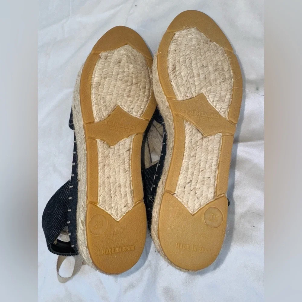 Ralph Lauren Black and Tan Espadrille Sandals